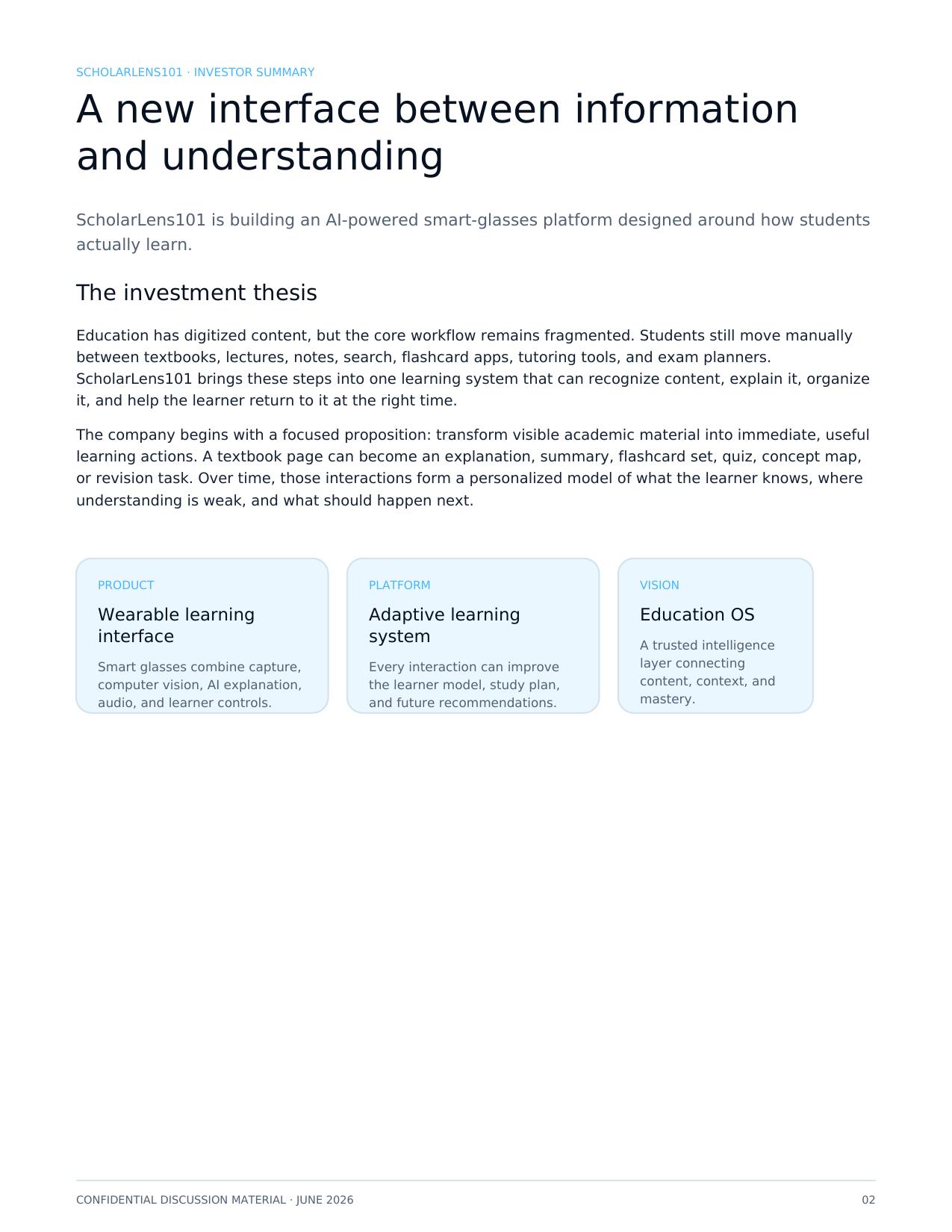 ScholarLens101 investor summary original document page 2