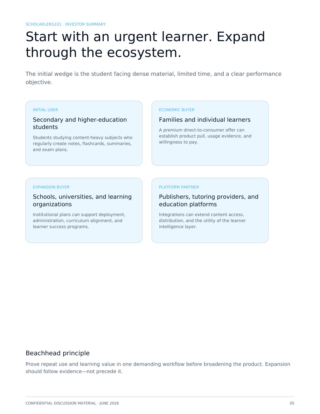 ScholarLens101 investor summary original document page 5